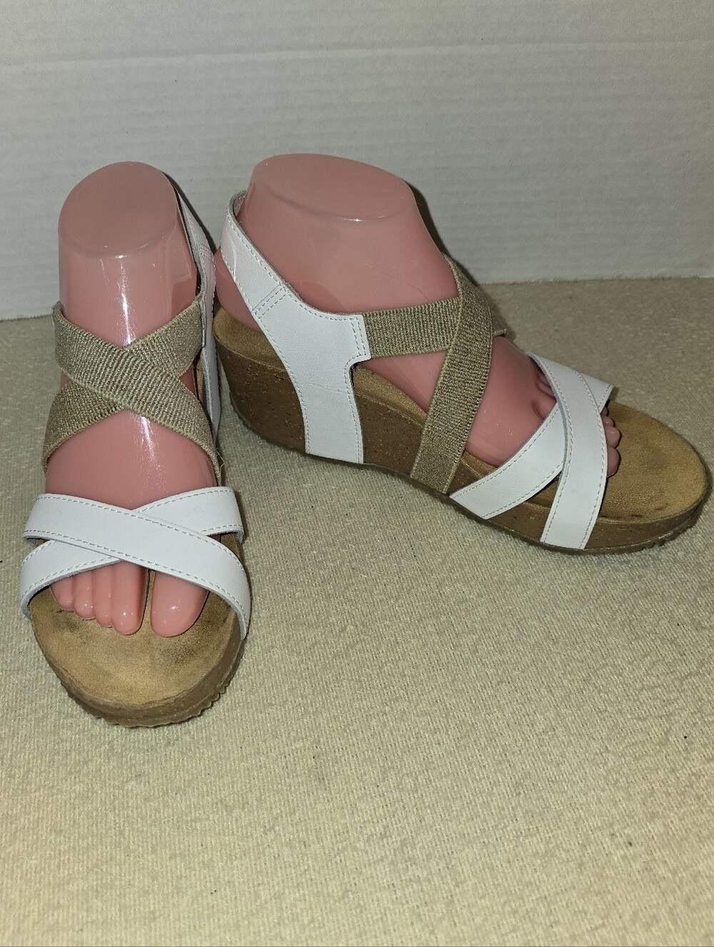 Bionatura White and Tan Italian leather sandals with wedge size 9/40